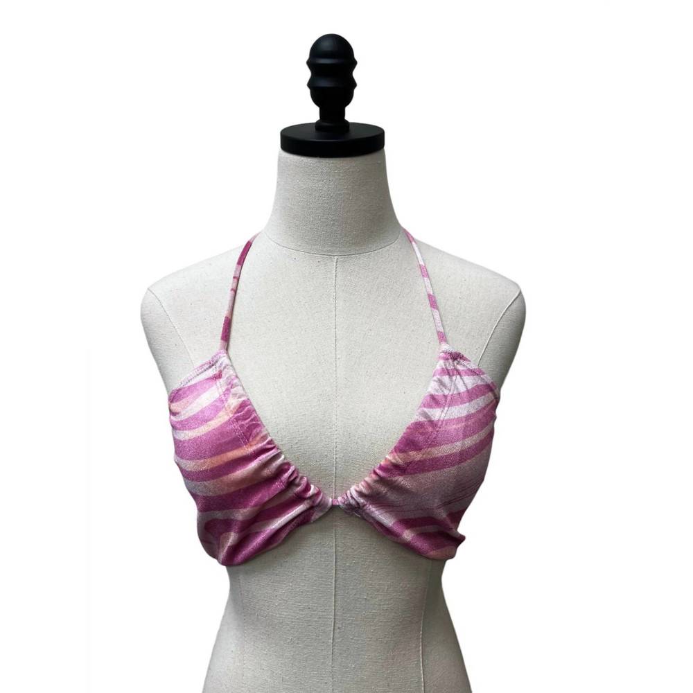 NEW ET CLET retro tie crop top in pink